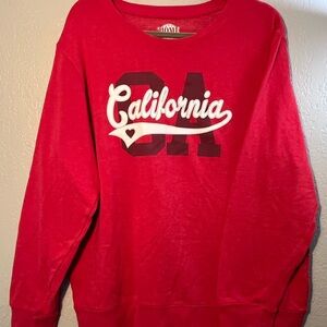 Y2K Blissliving Home Red California Crew Neck Sweater Embroidered CA SZ XL 2000s